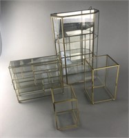 4 Glass & Brass Curio Curiosities Cabinets