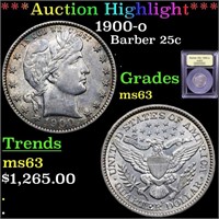 *Highlight* 1900-o Barber 25c Graded Select Unc