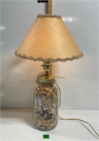 Vtg Qt Jar Lamp Scrabble Letters & Pictures Decor