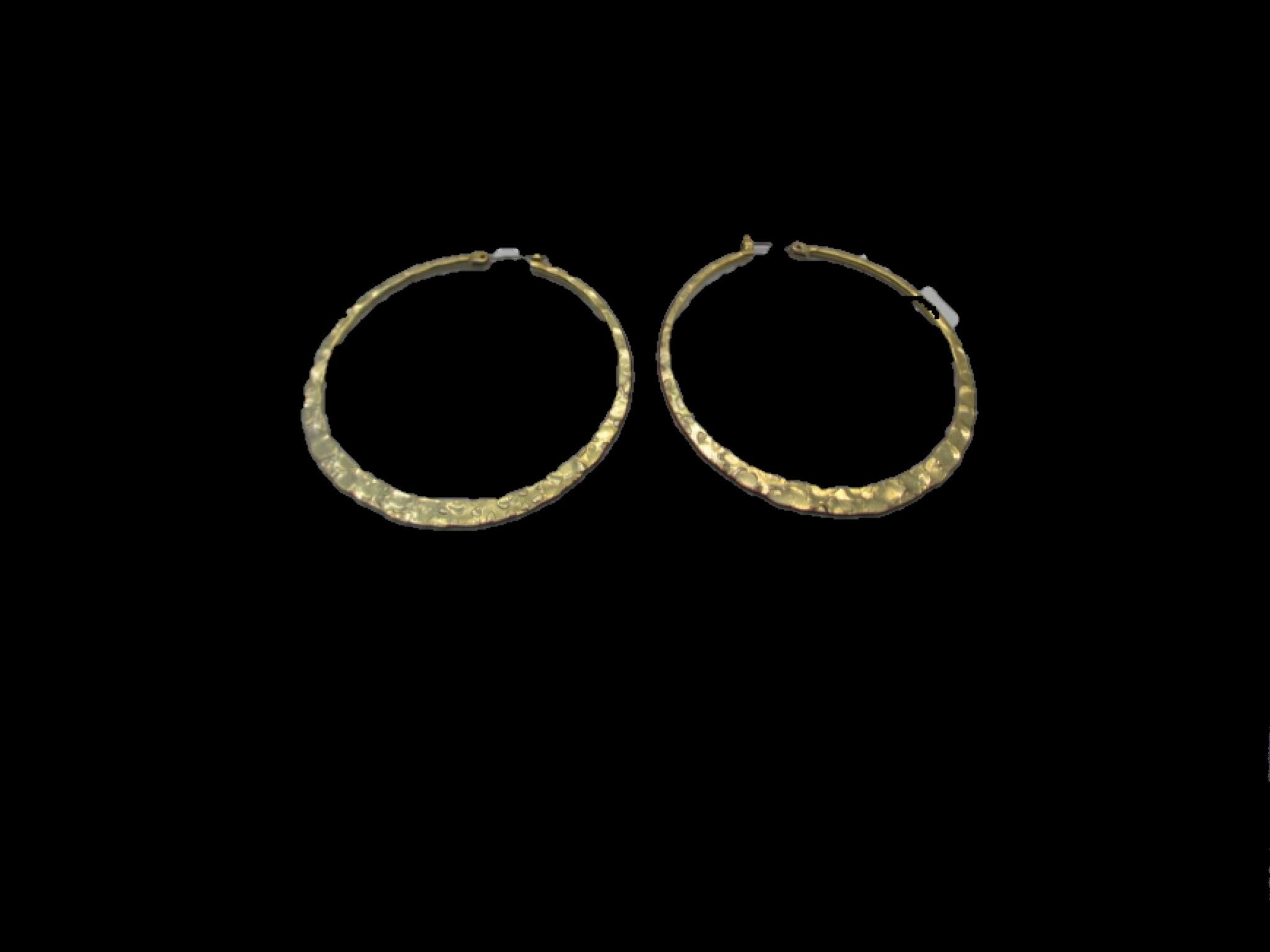 Pair of 14k Hammered Gold Hoop Earrings