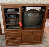 GE TV, DVD player and entertainment center