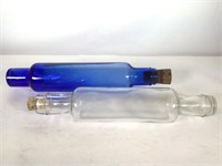 (2) Glass Rolling Pins, Cobalt Blue and Clear