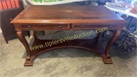 Carved inlay top executive desk