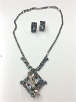 Aurora Borealis & Mop Vintage Necklace & Earrings