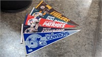 5 Vintage NFL Football Felt Pennants