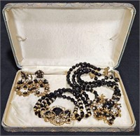 Antique Black Onyx & Faux Diamonds Set