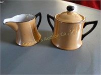 Vintage Lusterware creamer & sugar bowl 3"t