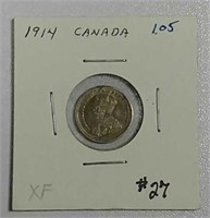 1914  Canadian 5 Cents   XF