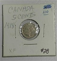 1918  Canadian 5 Cents   XF