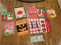 9 assorted flags and USA sign