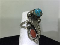 Sterling Silver NA Handmade ring with Turquoise