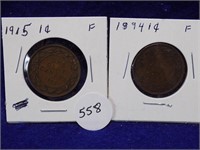 1894 and 1915 Canadian One Cent