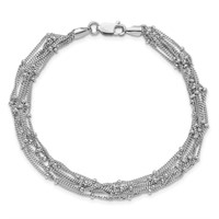 Sterling Silver- Multi Strand Bead Bracelet
