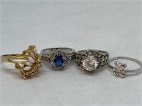 Four Assorted Fashion Rings Bear Hallmarked