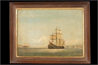 Antique British Nautical Oil on Canvas