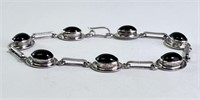 7 3/4" Sterling Black Onyx Bracelet 14 Grams