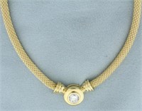 Italian Diamond Solitaire Necklace in 14k Yellow G