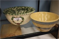 2PC POTTERY BOWLS 1 IS YELLOW WARE