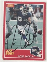 New York Giants Jim Burt 1989 Score #138 signed ca