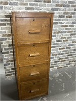 Vintage 4-Drawer Oak Filing Cabinet