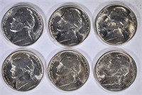 6-GEM BU 1944-D JEFFERSON SILVER NICKELS