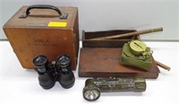 Compass, Binoculars, Lab Box, Flashlight