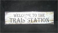 TRAIN STATION 4" x 15.5" TIN SIGN