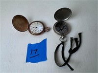 Elgin Pocket Watch and Military Compass