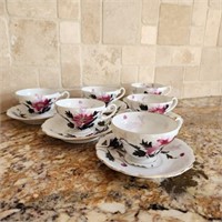 Set of 6 Sealy China Teacups & Saucers