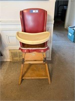 VINTAGE THAYER BABY HIGHCHAIR WITH RED VINYL