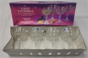 Lady Victoria Champagne Glasses, Fine Crystal
