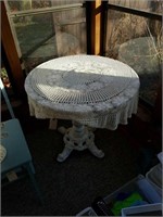 ORNATE CAST IRON BASE GLASS TOP TABLE