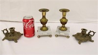 2 Pair of Vintage Brass Candle Sticks