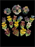 Antique Porcelain Floral Place Holders/Flower Pots