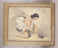 European Oil on Canvas Ballerina Signed Groya Duo