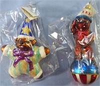 2 PC CHRISTOPHER RADKO CHRISTMAS ORNAMENTS