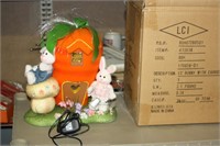 13" EASTER BUNNY W/ CARROT HOUSE - LIGHTED