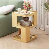 Gold End Table  3 Tiers  Storage Shelves