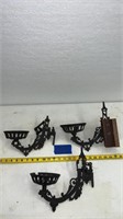 Cast iron oil lamp wall brackets