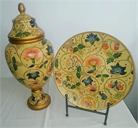 Plate with Stand & Matching Urn