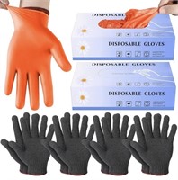 200 Pcs Disposable BBQ Gloves with 4 Pairs Cotton