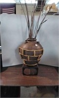 Terracotta Pottery Vase with Willow Branches