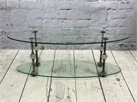 Glass Top/Bottom Column Coffee Table