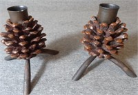 PINE CONE CANDLE HOLDERS
