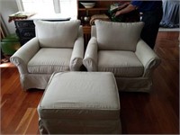 3 PC Fabricated Chairs & Ottoman Set