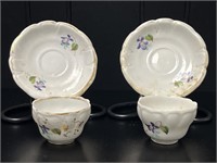 2 Antique Porcelain Teacup & Saucers