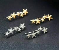 4 PAIRS Star Stud Earring Cute Gold & Silver
