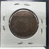 1864 Two Cent Piece, Large Motto