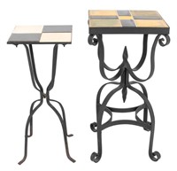 Ceramic Tile Top Iron Side Tables, 2