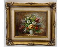 A very Nice O/C Floral Still Life Painting Signed